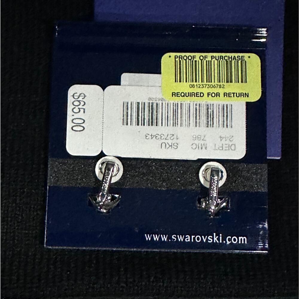 SWAROVSKI Swan Vintage Crystal Clip-On Earrings Signed w/ Tags & Certificate - Picture 7 of 7